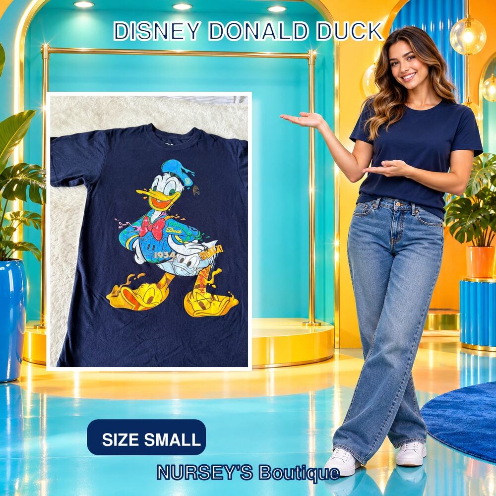 Disney Donald Duck 1934 Quack Graphic T Shirt Navy Adult Small